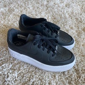 Black Leather Nike Air Force 1’s~